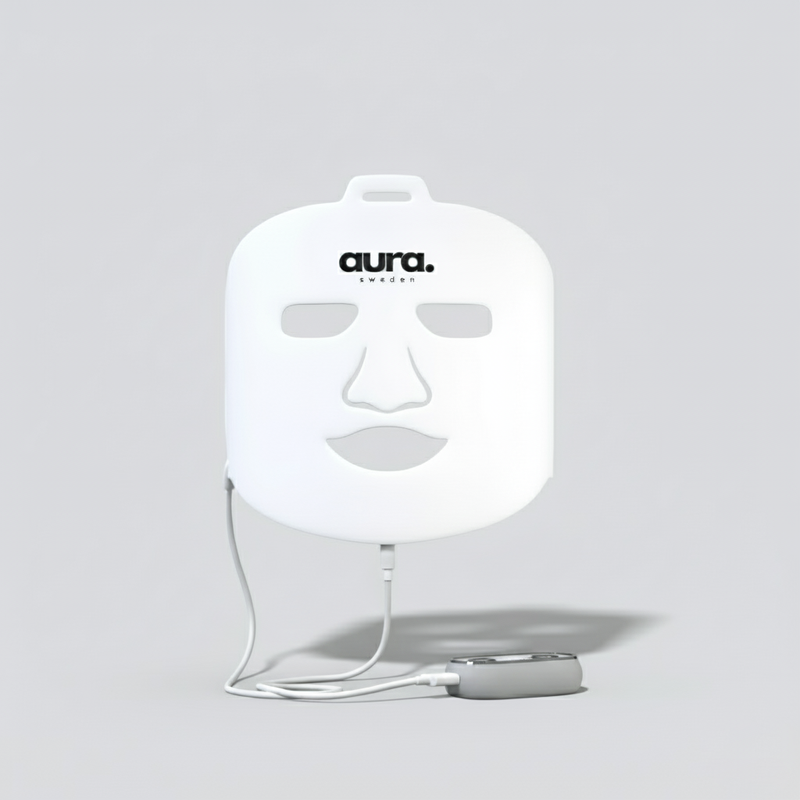 Aura Sweden white LED light therapy mask for skin rejuvenation and anti-aging treatment