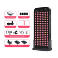 LED red light therapy panel with included accessories and setup components for home use